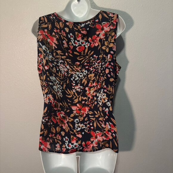 L Notations sleeveless multi-colored floral blouse - Picture 2 of 3